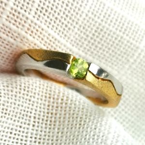 New, sterling silver 14k overlay peridot ring